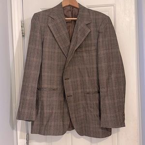 Brown and Cream Plaid Suit Jacket